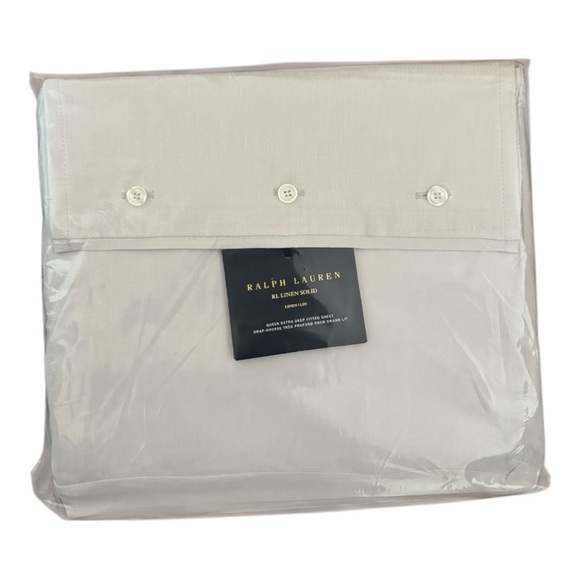 Ralph Lauren Linen Solid Queen Fitted Pebble NEW - Picture 6 of 6